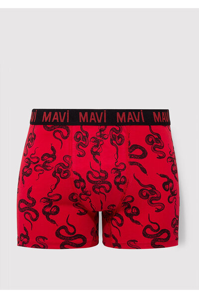 Mavi Yılan Baskılı Kırmızı Boxer 0911056-82677