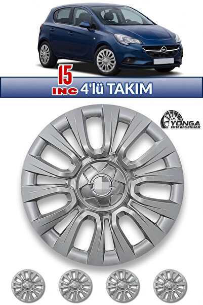 YONGA OTO AKSESUAR OPEL CORSA E Jant Kapağı 15 İnç Kırılmaz 4'lü + 4 Amblem +...