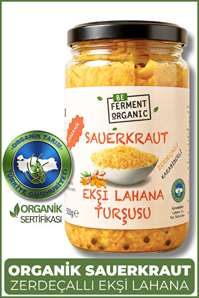 BE FERMENT Organik Fermente Turşu Sauerkraut Zerdeçallı - Karabiberli Ekşi La...