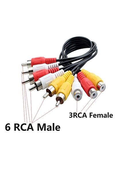 Choice كابل صوت 0.25 متر 3RCA (أنثى) إلى 6RCA (ذكر) - محول صوت 3RCA أنثى إلى ...