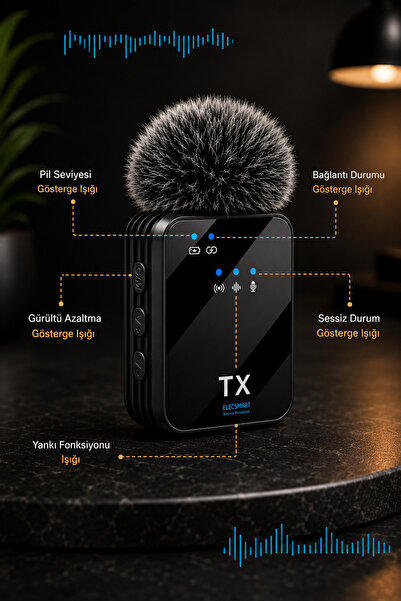 kozo-f Kablosuz Tüylü Yaka Mikrofonu Wireless Canlı Yayın IOS ve Android Uyum...