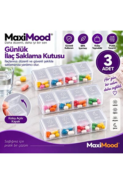 3 Adet Günlük Ilaç Hap Saklama Kutusu Kabı Ilaç Taşıma Kutusu Kabı