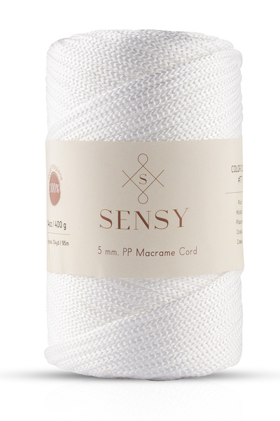 SENSY 5 Mm - 400 gr Polyester Makrome Ipi Beyaz 95 M Polyester Makrome Ip Sup...