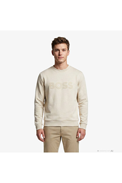BOSS Salbo Erkek Bej Sweatshirt