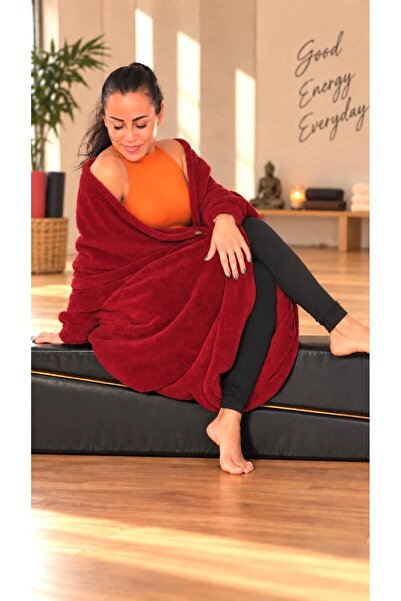 Oversize Giyilebilir Tv Battaniyesi Unisex-Bordo-M