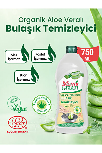 Mom's Green Organik Aloe Veralı Elde Yıkama Bulaşık Deterjanı Hassas Eller 75...