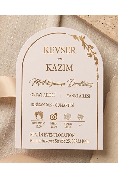 Pixel Davetiye Ekonomik Davetiye - 50 Adet - Düğün - Nişan - Kına - Sünnet - Nikah Davetiyesi - 8733