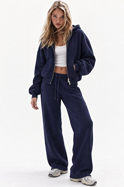 The Champ Clothing Women's Oversized Tracksuit Set Zip Navy Blue – Zippered, ...