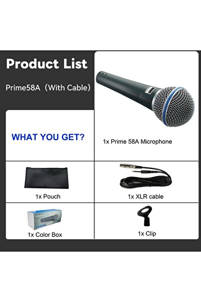 Choice ميكروفون ديناميكي Prime58A (مع كابل) من Lokchonk بنمط كارديويد للغناء ...