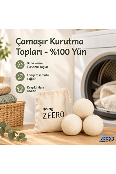 Going Zeero Çamaşır Kurutma Topları - %100 Yün Kurutma Makinesi Topları