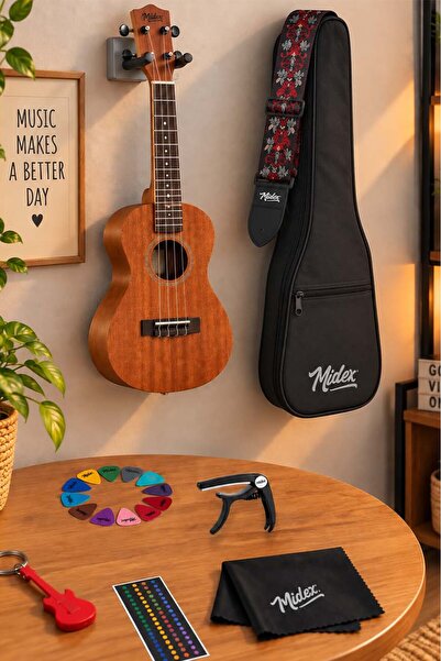Midex SP-21MC Set Maun Soprano Ukulele (Nota Sticker Askı Pena)