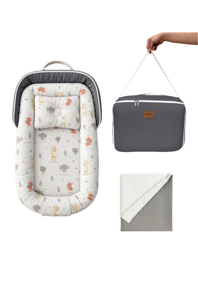 ngn collection Baby Nest with Bag + Chickpea Baby Blanket Portable Mother's S...