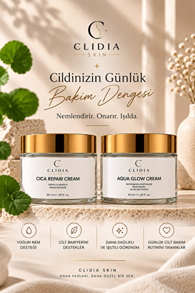 Clidia Skin Krem Bakım Seti | Cica Repair Cream + Aqua Glow Cream
