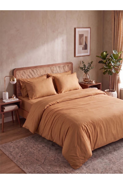 HilyMily Nevresim Takımı 240x220 cm Saten Pamuk King Size/Bej/Cipsoz