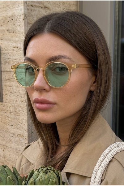 MACERATİ Petta Unisex Nude Oval Frame Green Glass Uv400 Sunglasses