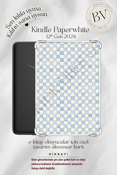 BookTok Vibes Co. Açık Mavi Suluboya Pötikare Temalı Insert - Kindle ve Kobo ...