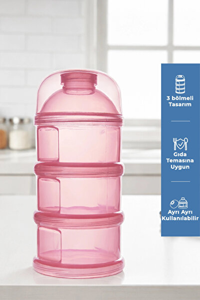 Babyjem حاوية طعام مسحوق ذات طبقات وردية