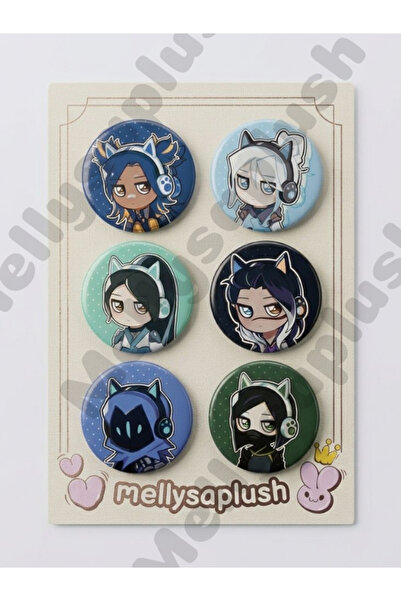 mellysaplush Valorant Ajanları Rozet Seti 6'lı Chibi