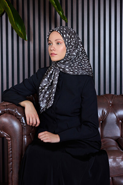 Aker Kahverengi 90X90 İpek Krep Saten Eşarp
