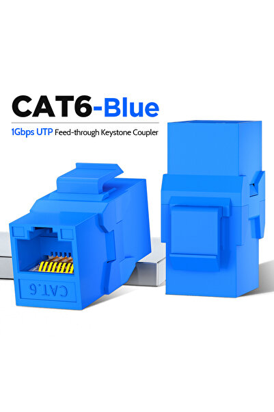 Choice4 1pcs CAT6 Blue CAT6A RJ45 Inline Coupler Keystone Jack, AMPCOM RJ45 C...