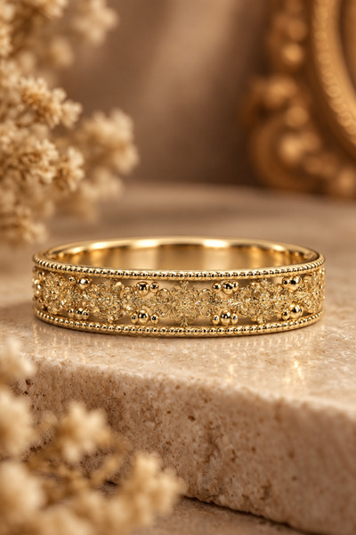 Coy Diamond 14 Ayar Altın Vintage Tasarım Alyans