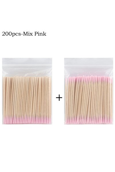 Choice7 Pink Mix-200pcs 100/300/500Pcs Disposable Wood Cotton Swab Double Hea...