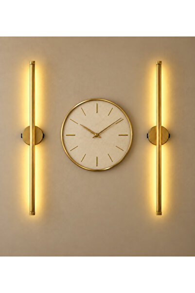 Mandaş Modern Eskitme Gold Gün Işığı 70 cm Led Duvar Aplik 1 Adet | Pilli Kablosuz Tak-Çalıştır