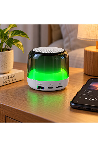 ARVALE RGB Işıklı Kablosuz Bluetooth Speaker – USB, Type-C ve TF Kart Destekl...
