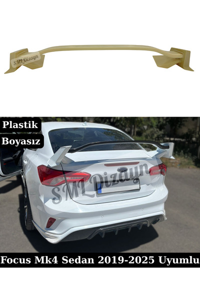 SML Dizayn Ford Focus MK4 Sedan Uyumlu Yüksek Bagaj Spoileri - Boyasız Plasti...