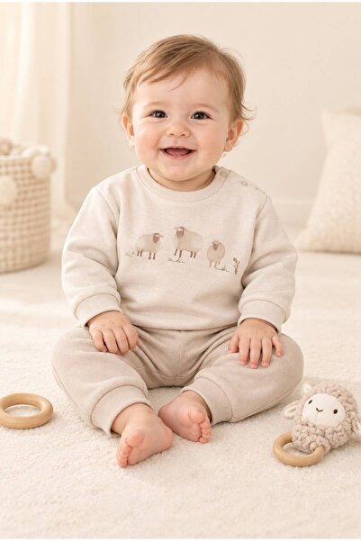 BabyCosy 100% Organic Cotton Lamb Pattern Body Pants Set 8184