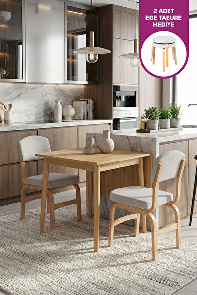 VİLİNZE Ege Sandalye Avanos Ahşap MDF Mutfak Masası Takımı - 70x120 cm