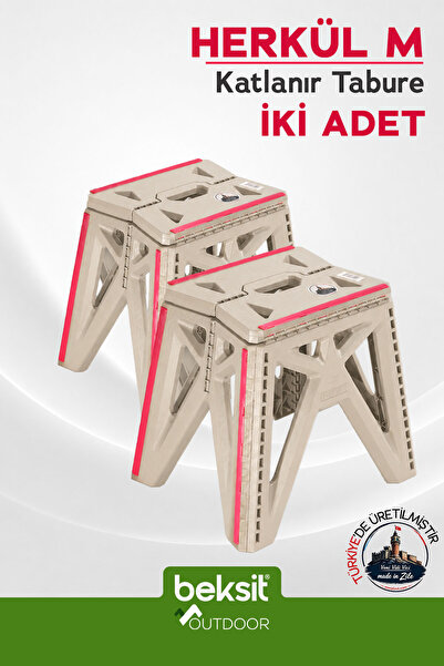 BEKSİT OUTDOOR Herkül M Katlanır Reflektörlü Tabure 2'li (Kum Beji)