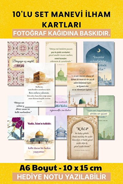 Nurs Print 10'lu Manevi Motto İlham Kartları Seti - FOTOĞRAF KAĞIDINA CANLI B...