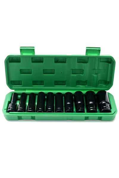 Lawazim 10-Piece 1/2inch Drive Deep Impact Socket Set - 8-24mm Cr-V Steel wit...
