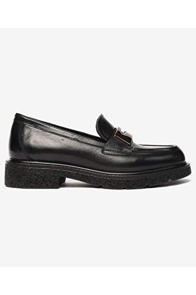 Greyder Kadın Parlak Siyah Hakiki Deri Memory Foam Taban Loafer Ayakkabı 4K2C...