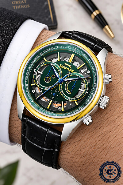 Slazenger Deri Kordon Otomatik Mekanizma Erkek Kol Saati, Bileklik Hediyeli S...