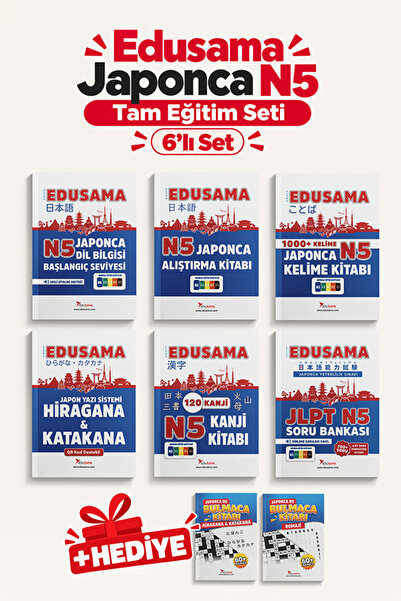 EDUSAMA Japonca N5 Tam Eğitim Seti 6'lı Set