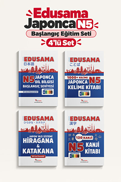 EDUSAMA Japonca N5 Başlangıç Eğitim Seti 4'lü Set
