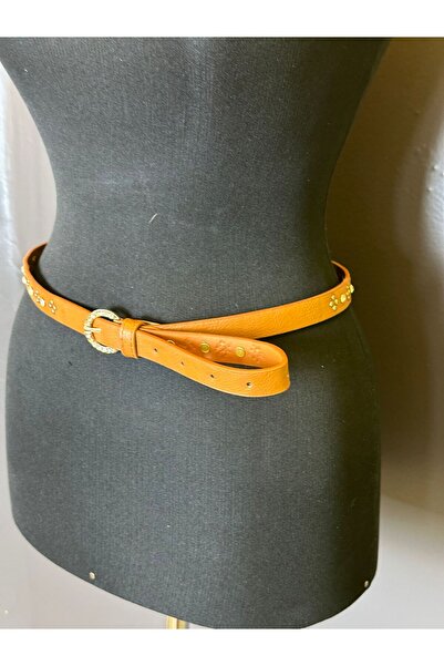Gönülden Tasarım 100x2 cm ženski kaiš sa zlatnim cirkonskim kamenčićima