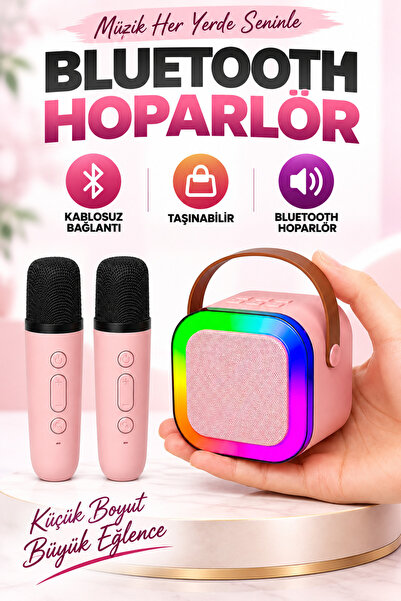 Coverzone Kablosuz Mikrofonlu Karaoke Makinesi Taşınabilir ENT Bluetooth Hopa...