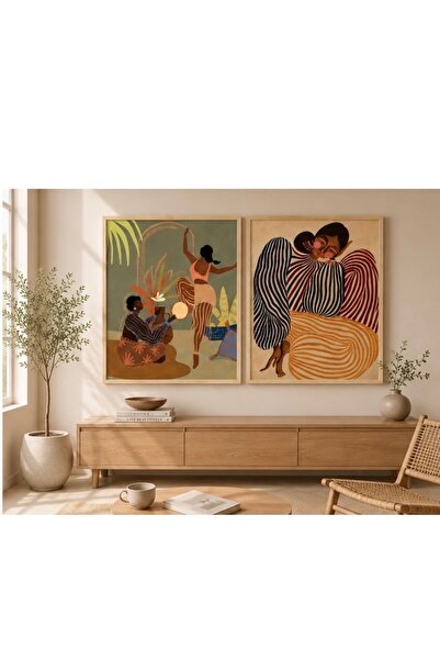 Boho wellness studio Kindred Spirits Çerçeveli MDF Modern Sanat Poster Seti –...