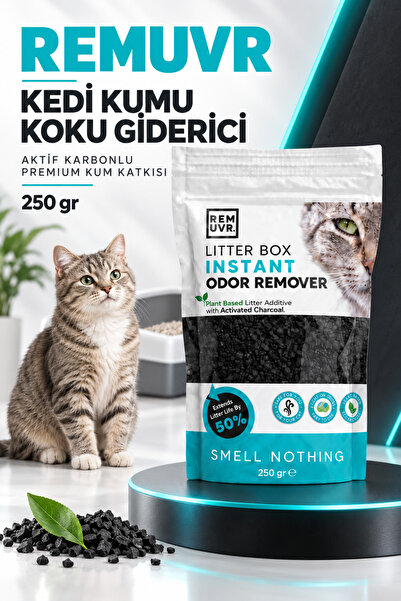 REMUVR Kedi Kumu Koku Giderici Premium 250 Gr | Aktif Karbonlu Kedi Kumu Koku...