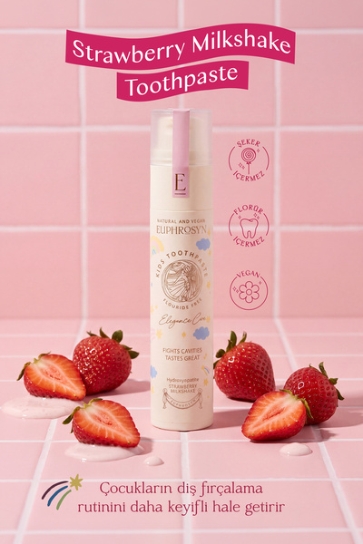 EUPHROSYN Çilekli Milkshake Aromalı Florürsüz Hidroksiapatitli Çocuk Diş Macu...