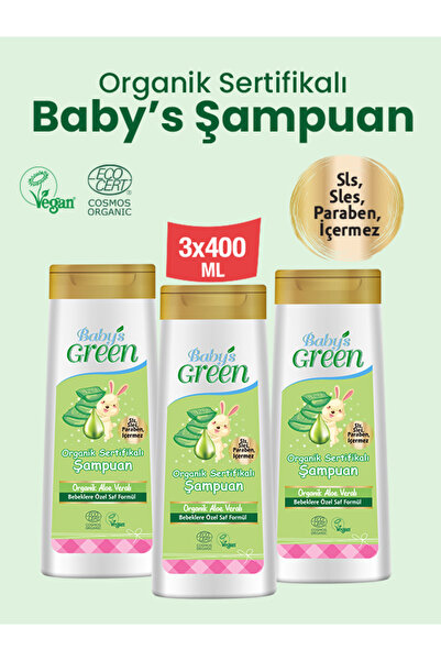 Baby's Green 3'lü Set-Organik Aloeveralı Yenidoğan Bebek Saç ve Vücut Nemlend...