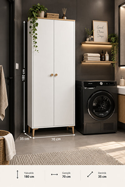 homeizi Vıona 2K Çok Amaçlı Dolap-Beyaz-Sepet