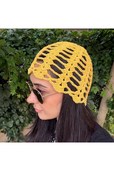 nesdesignn قبعة شبكية محبوكة باللون الفضي (أصفر)