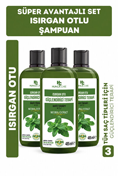 Hunca Nettle Shampoo, Helps Against Hair Loss 485 ml Set of 3