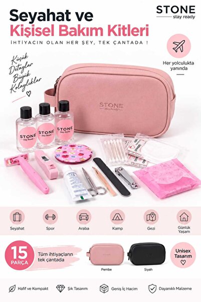 Stone Ready Kit 15 Parça Kadın Seyahat ve Kişisel Bakım Seti – Çok Amaçlı Sey...