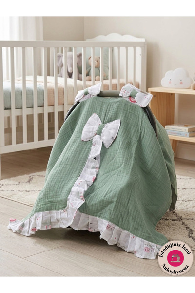 CARTI Four Layers Muslin 100% Cotton Baby Stroller Cover and Pillow