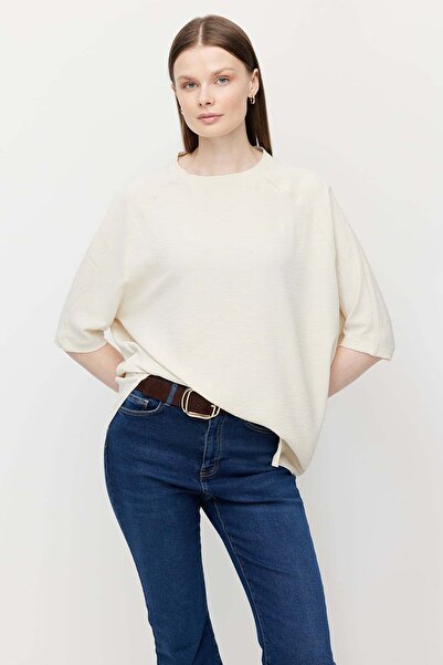 PAULMARK Kadın Asimetrik Kesim Oversize Bluz